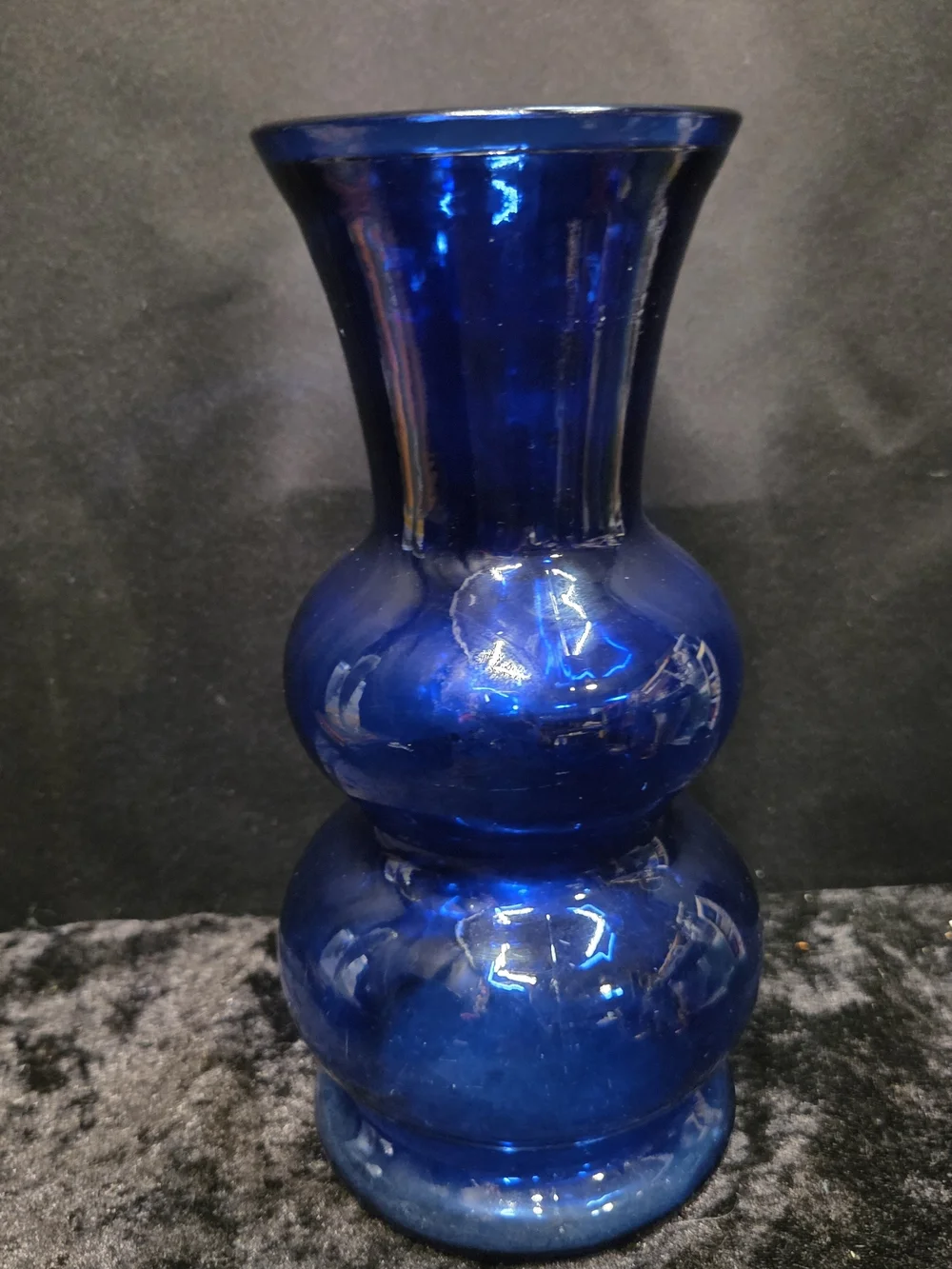 Vintage Cobalt Blue Stacked Bubble Glass Vase 6 1/4